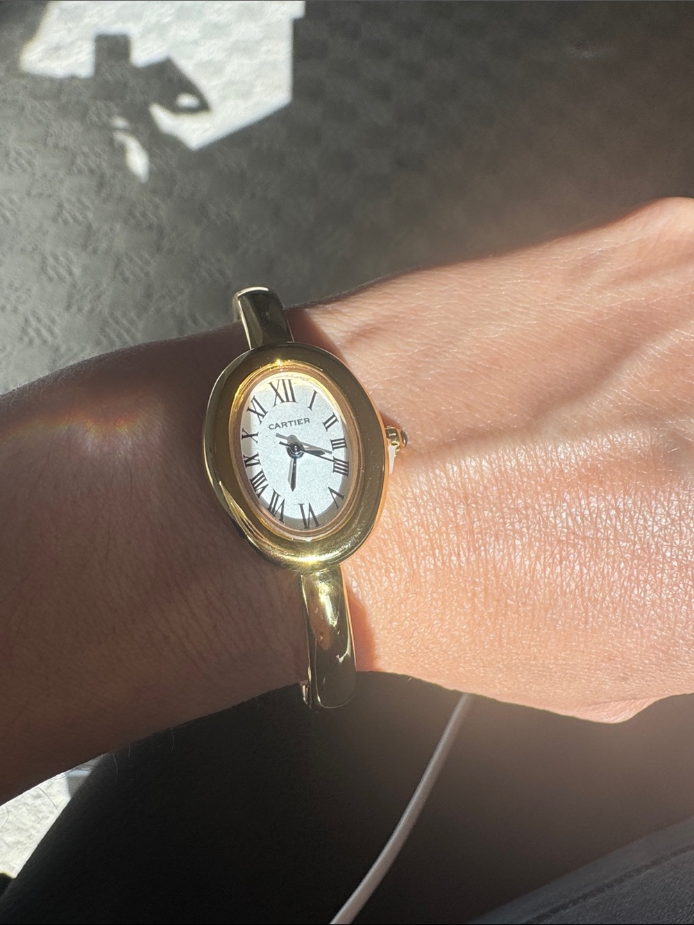 Bangle Watch with White Oval dial